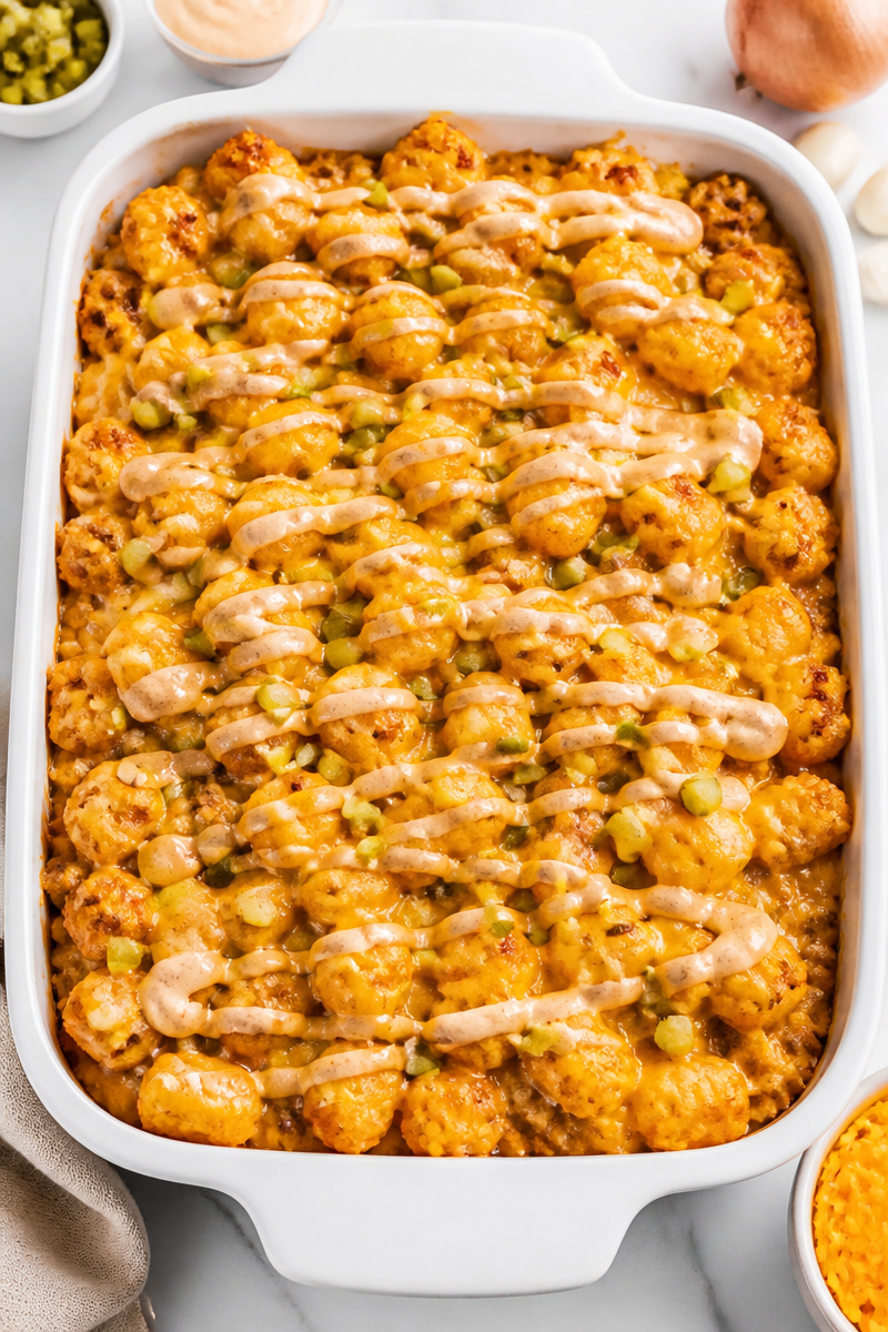 Cheeseburger Tater Tot Casserole Bake