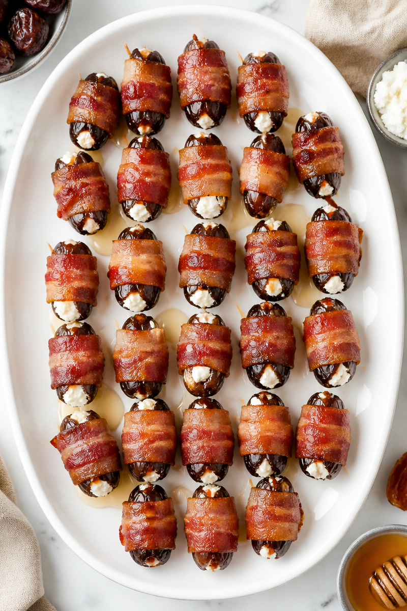 Bacon Wrapped Stuffed Date Appetizer