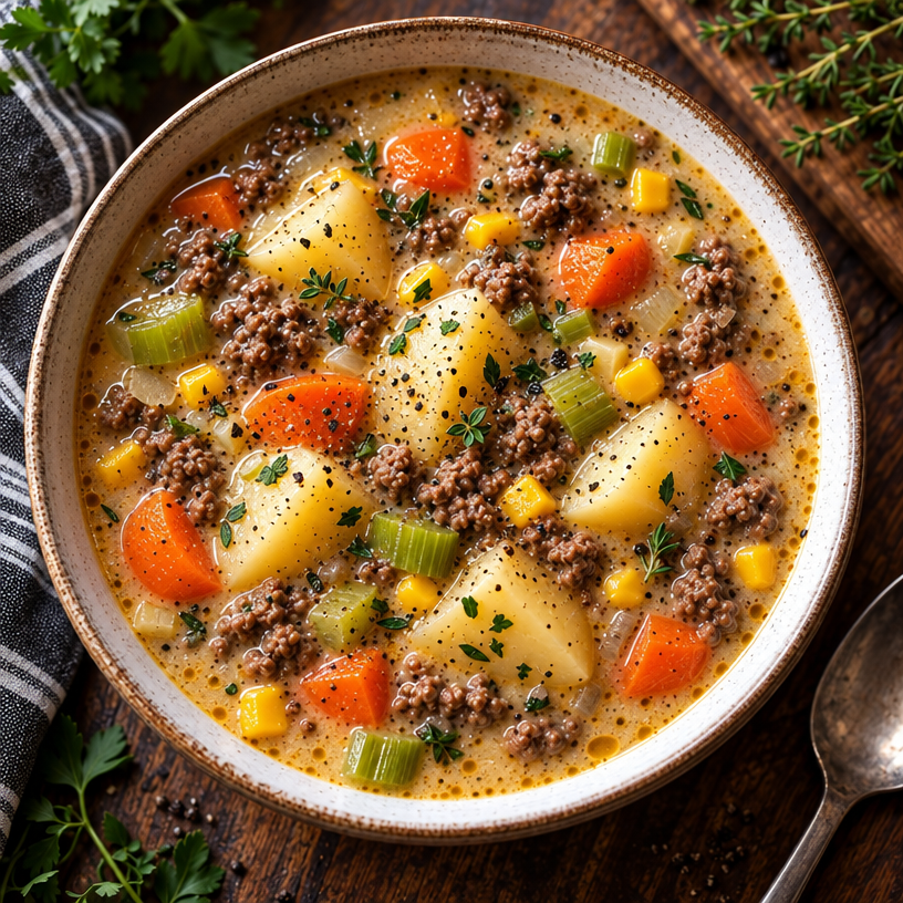 Creamy Potato and Hamburger Soup Recipe