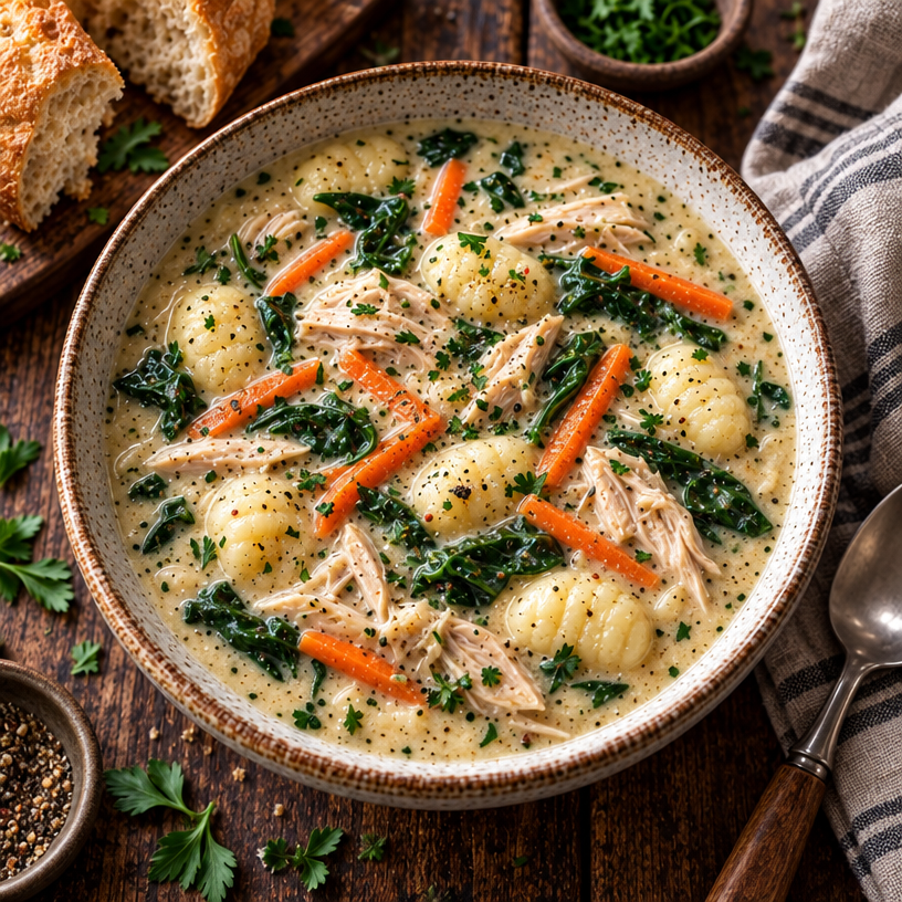Copycat Olive Garden Chicken Gnocchi Soup Recipe
