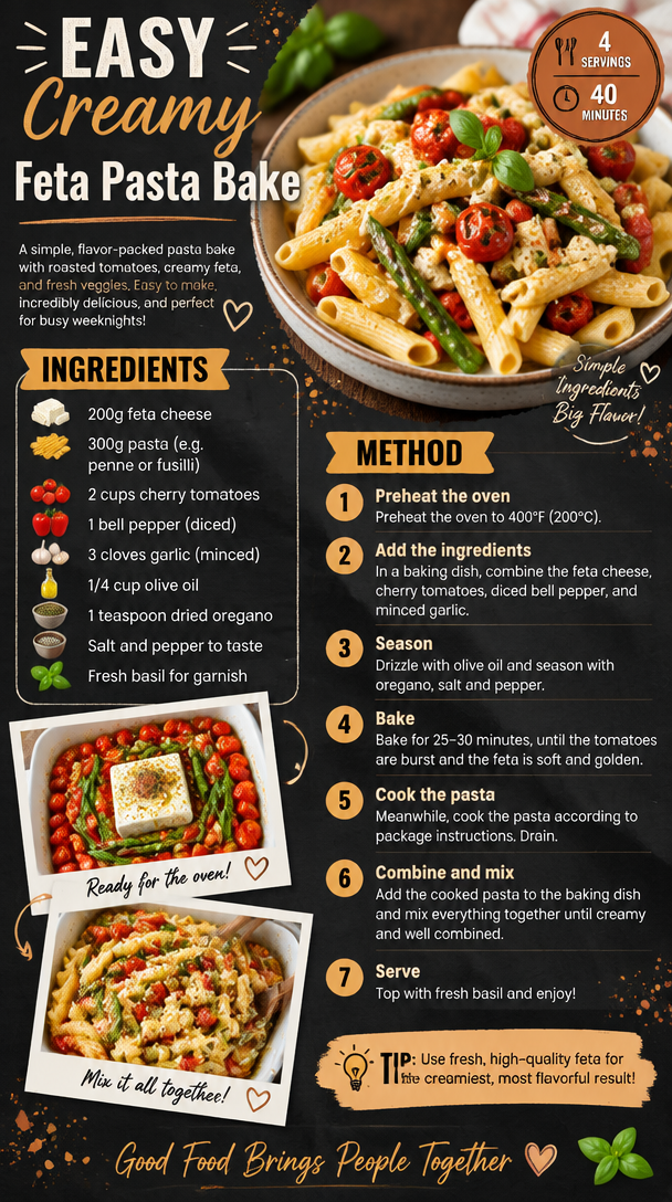 EASY Creamy Feta Pasta Bake