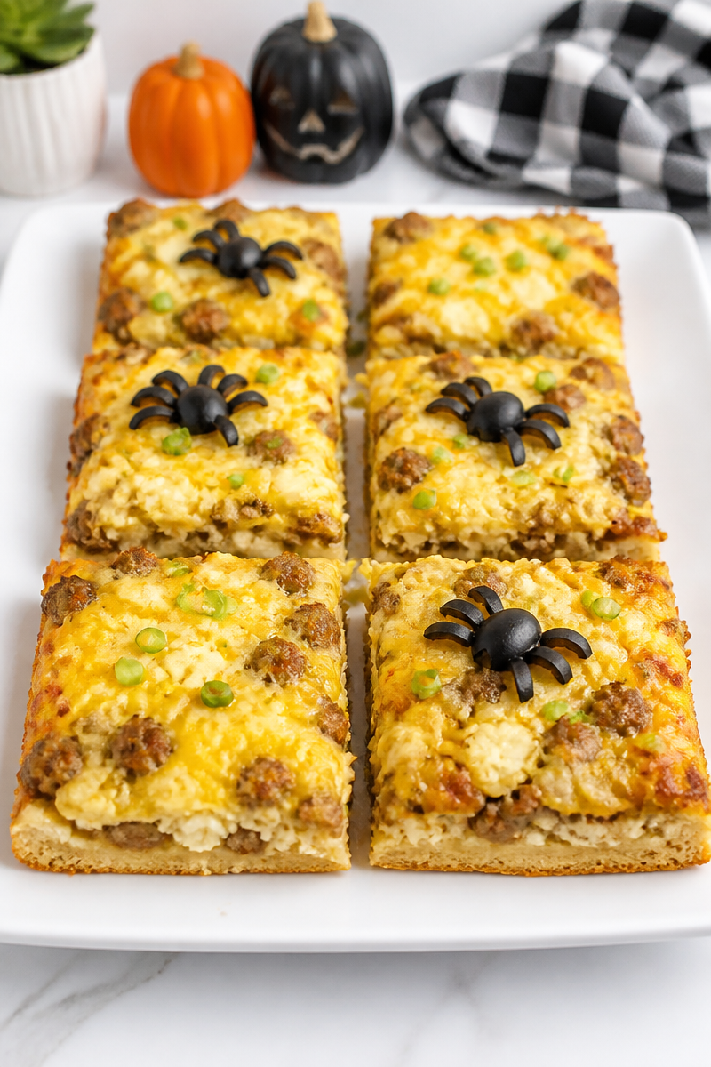 Easy Halloween Breakfast Pizza Square