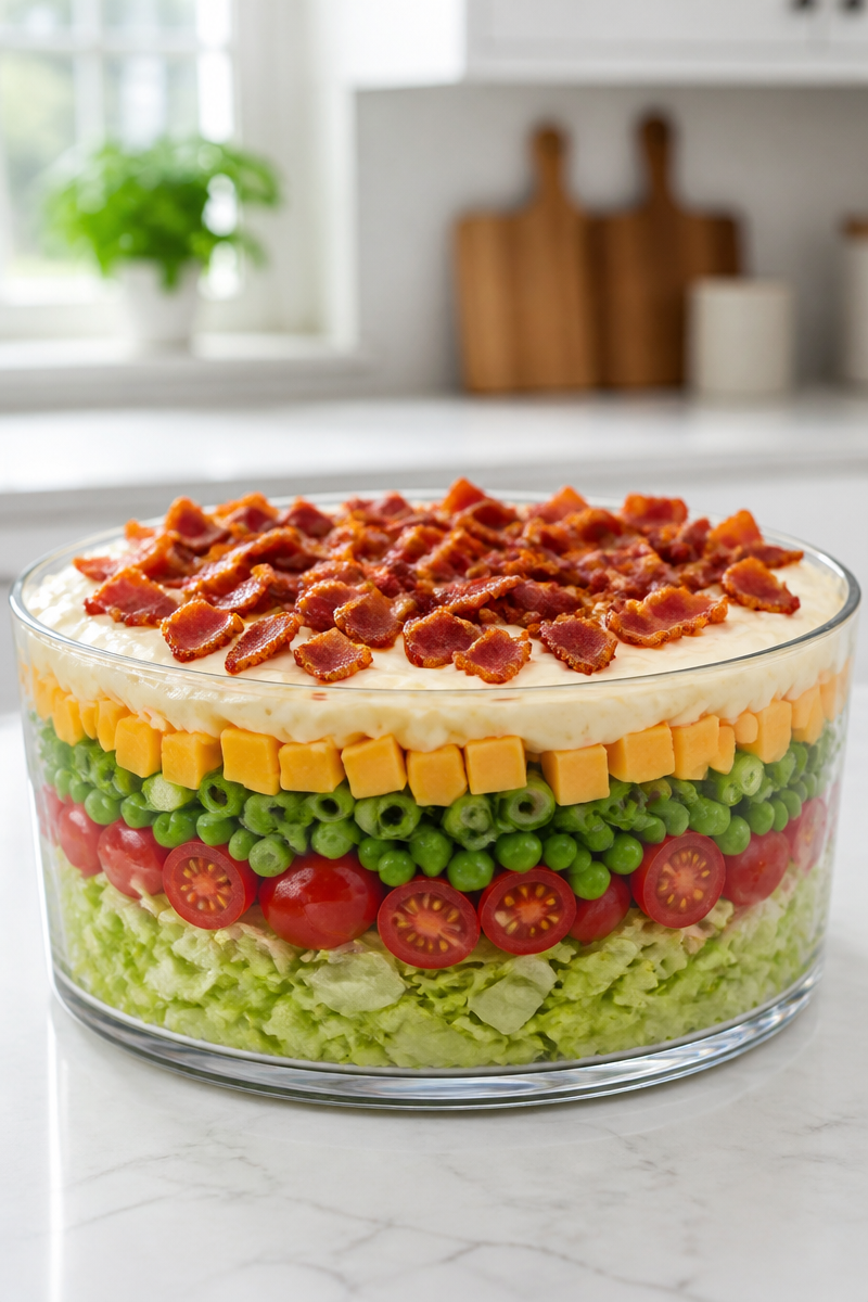Classic Layered Pea Salad Side