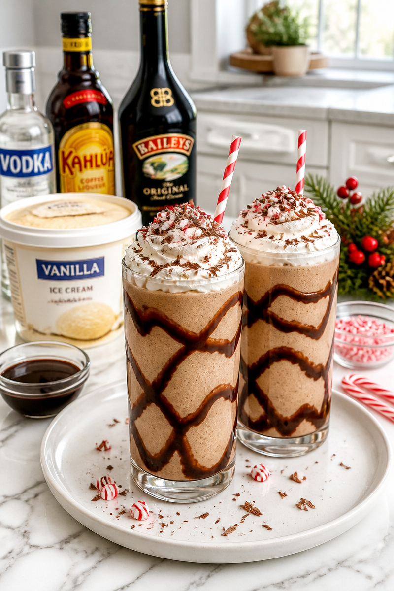 Easy Frozen Christmas Mudslide Cocktail