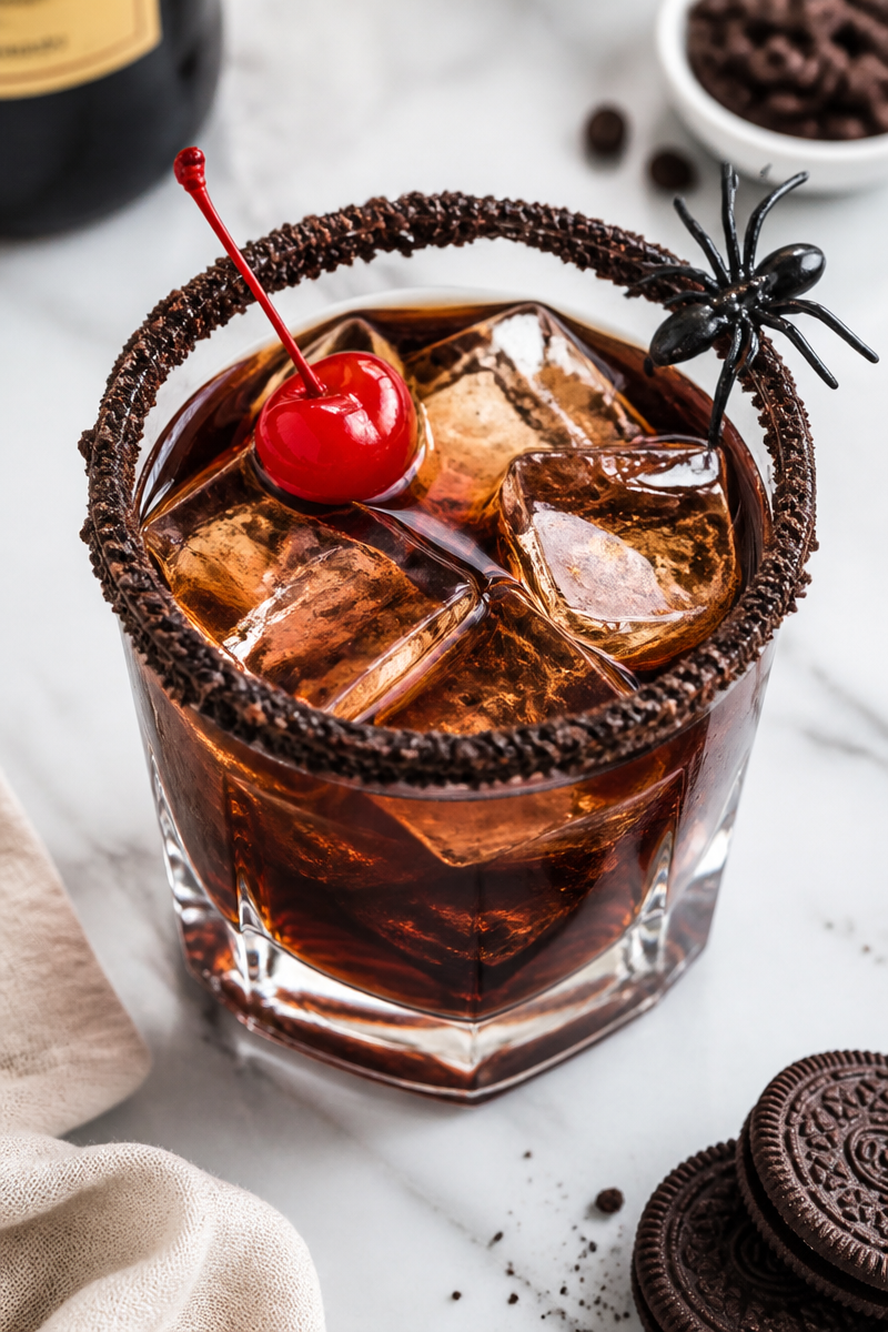 Spooky Halloween Black Russian Cocktail