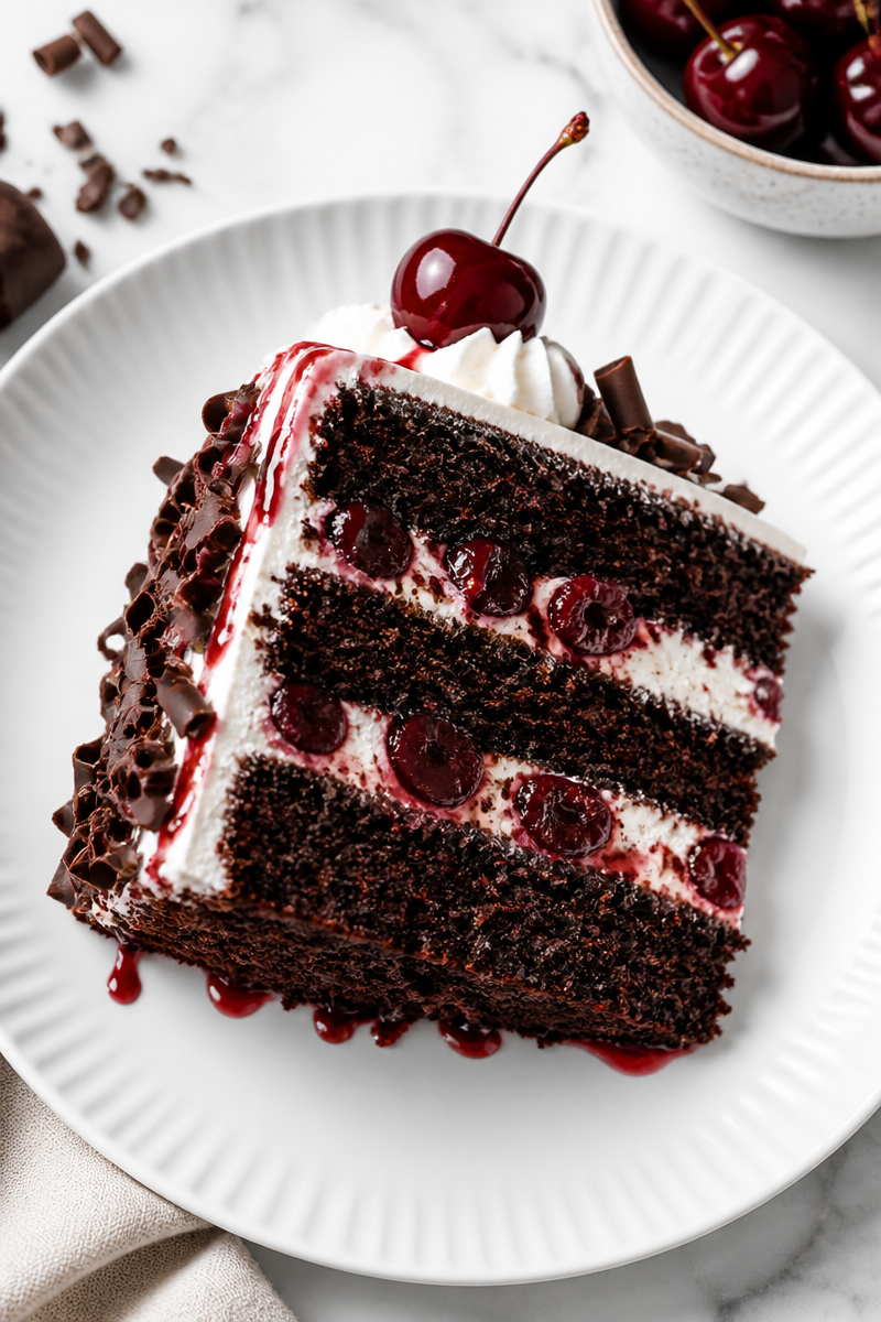 Easy Halloween Black Forest Cake Slice