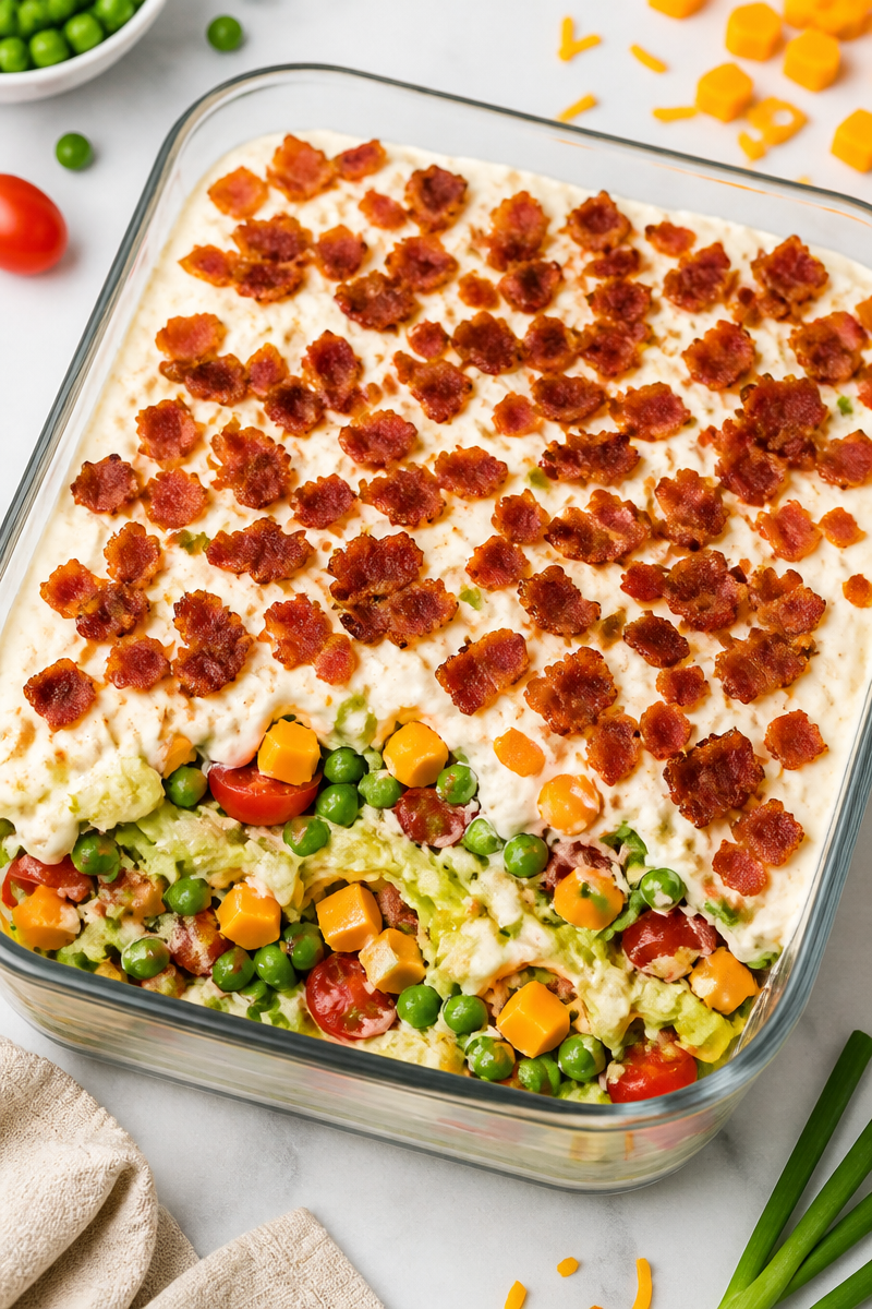 Classic Layered Pea Salad Side