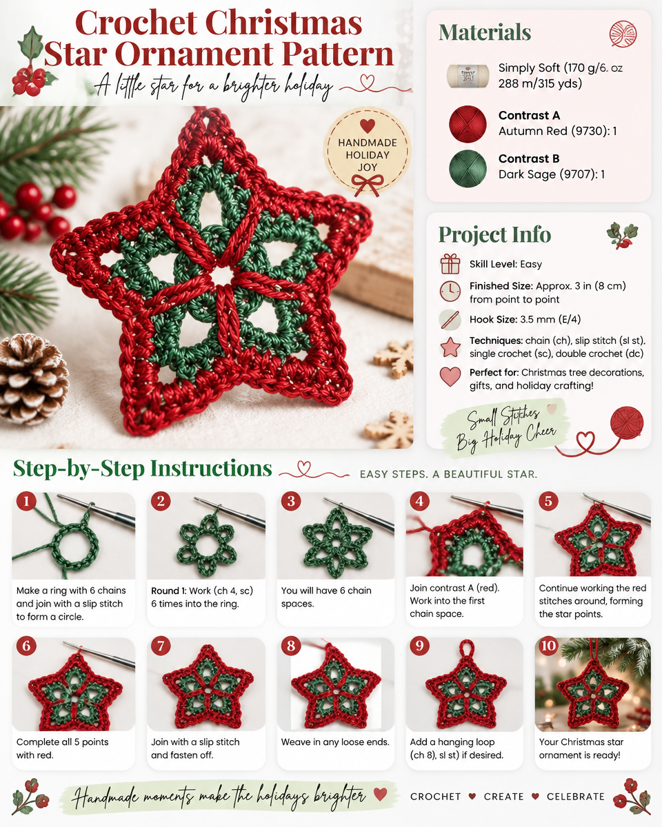 Pattern for a Crochet Christmas Star Ornament