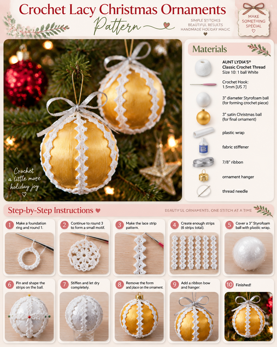 Delicate Lace Crochet Christmas Ornaments Pattern