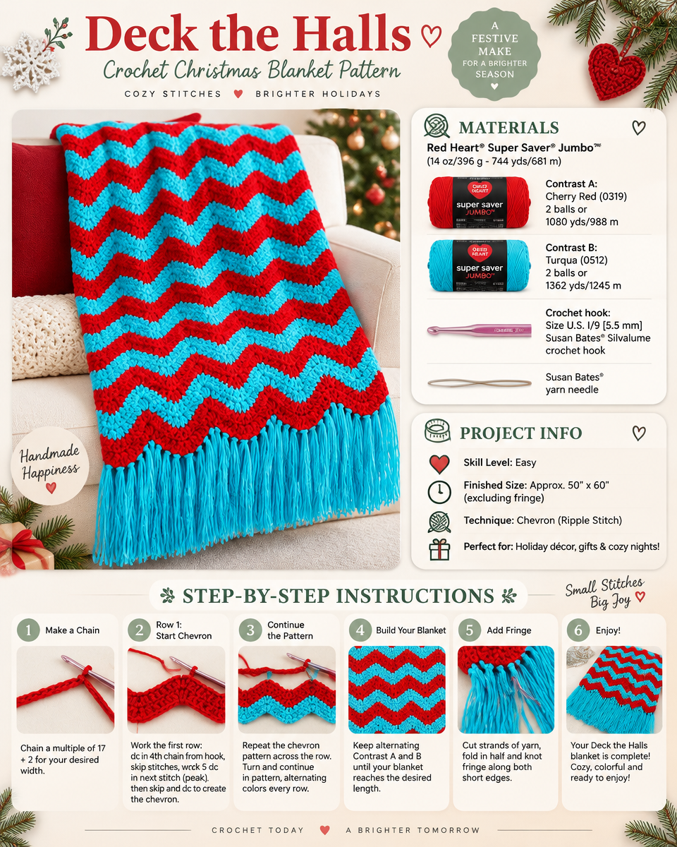 Deck the Halls Crochet Christmas Blanket Pattern
