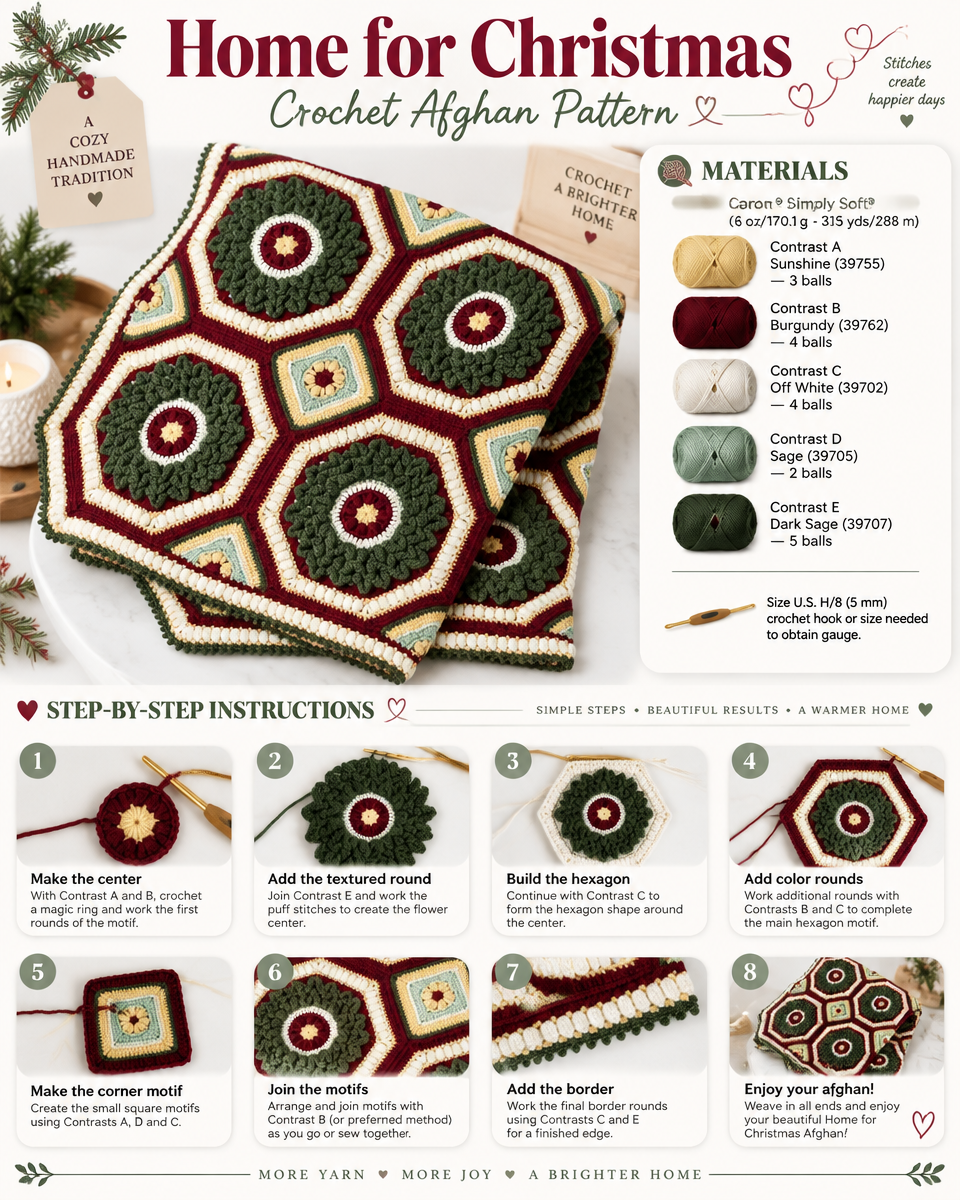 Cozy Christmas Home Crochet Afghan Pattern