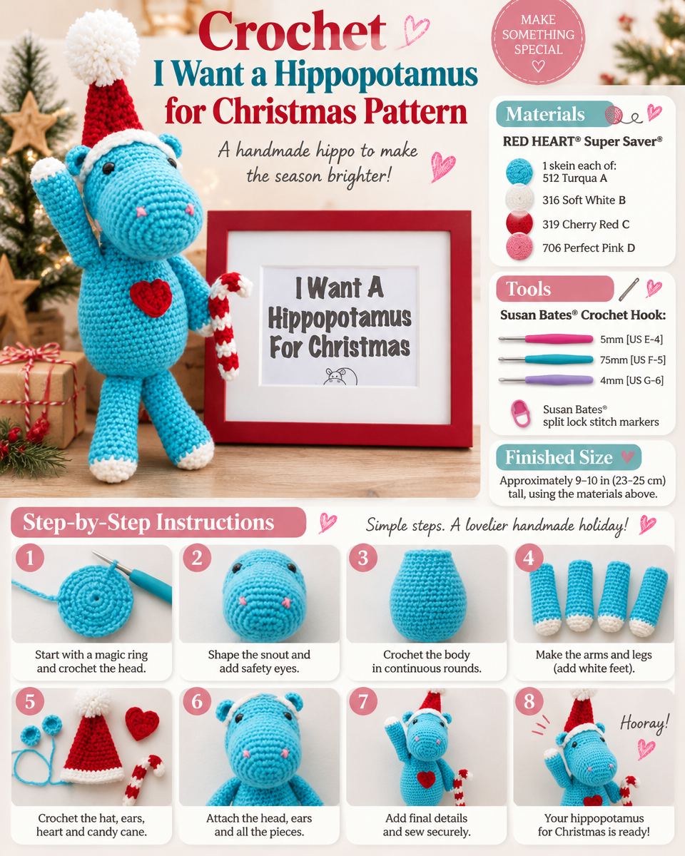 I Want a Hippopotamus for Christmas Crochet Pattern