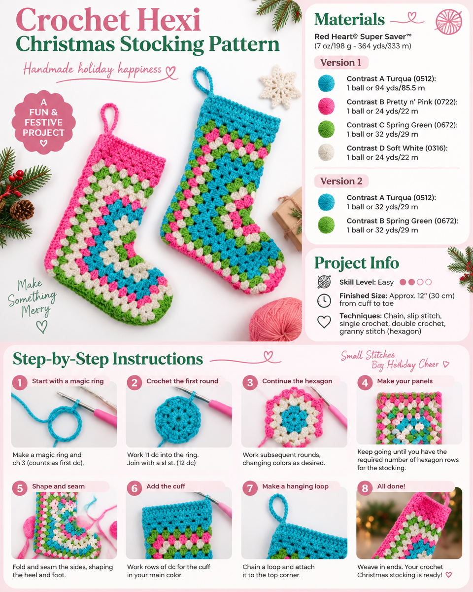 Hexi Christmas Stocking Crochet Pattern