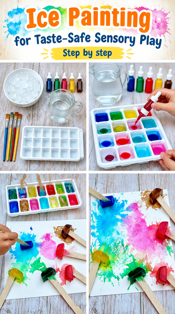 Ice Painting Taste Safe Sensory Play