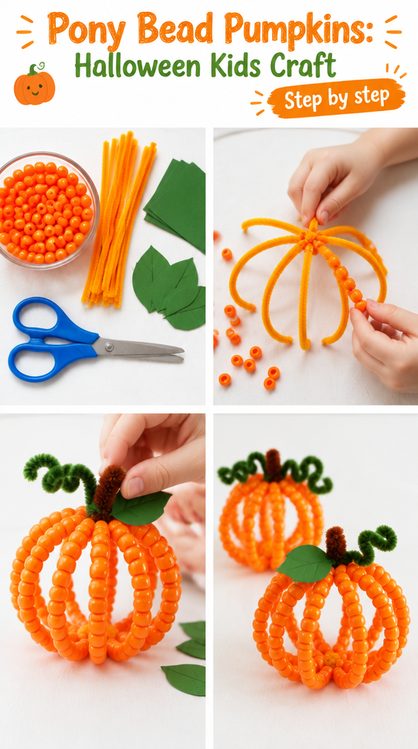 Pony Bead Pumpkins - Halloween Kid Craft - Cutesy Crafts