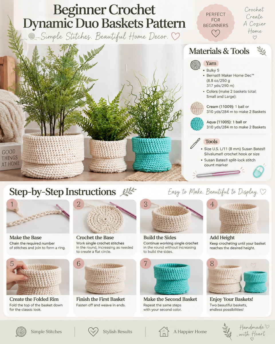 Dynamic Duo Baskets: A Beginner Crochet Pattern