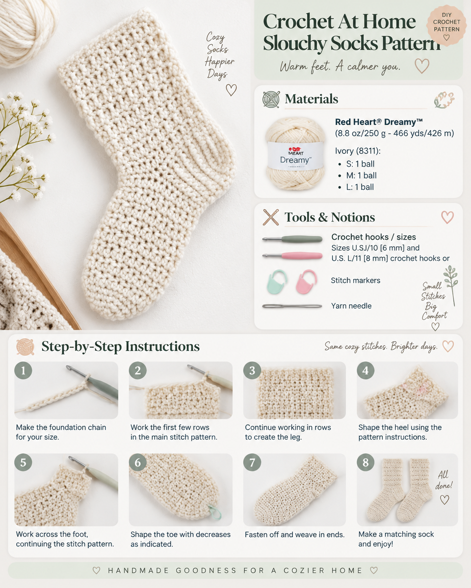 Crochet At Home Slouchy Socks Pattern