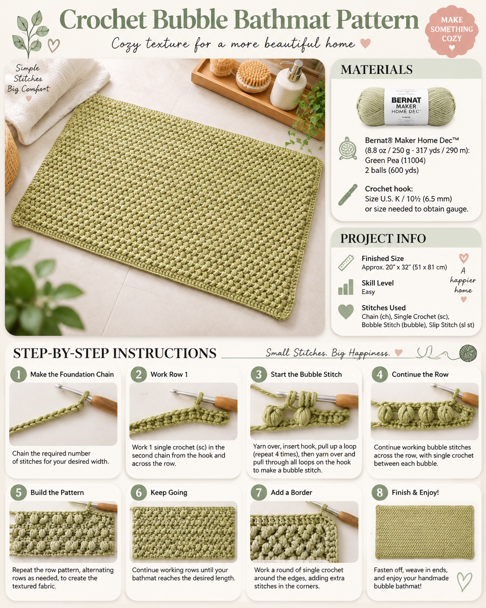 Bubble-Stitch Crochet Bathmat Pattern