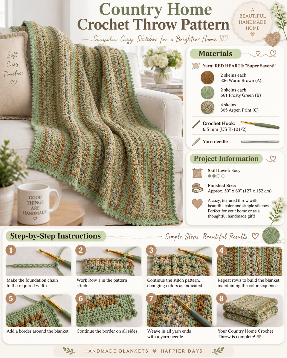 Cozy Country Home Crochet Throw