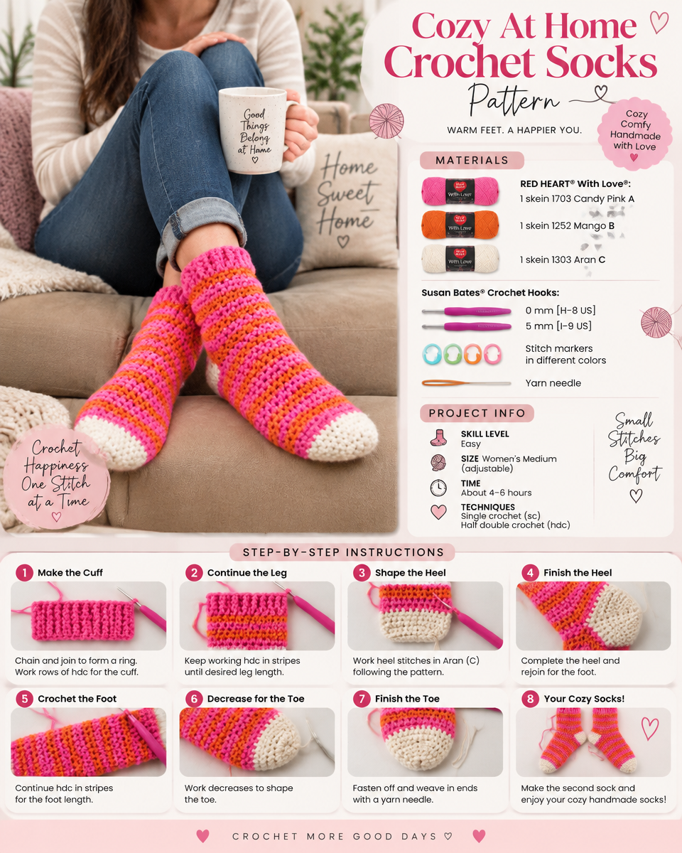 Cozy At-Home Crochet Socks
