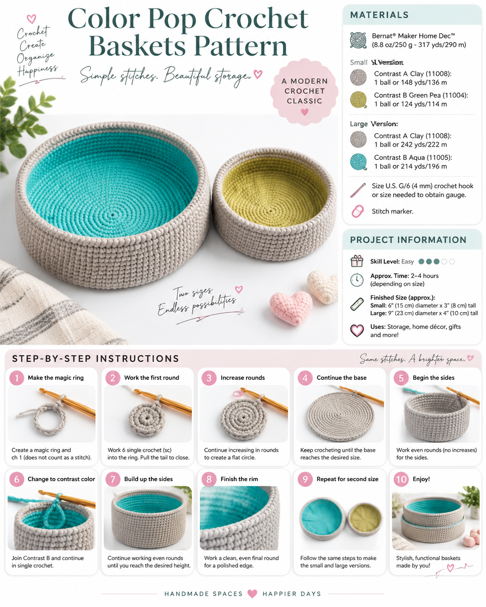 Color Pop Crochet Basket Pattern