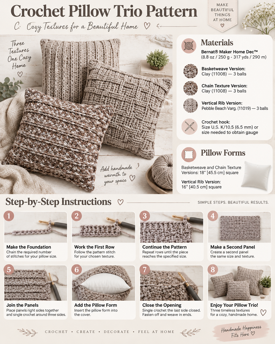 Three-Pillow Crochet Pattern