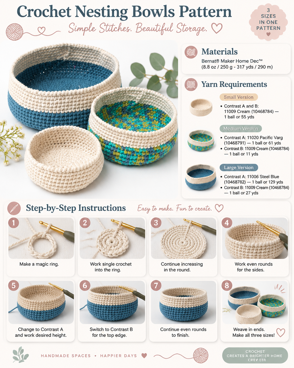 Crochet Nesting Bowls Pattern