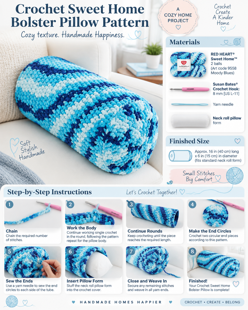 Sweet Home Bolster Pillow Crochet Pattern