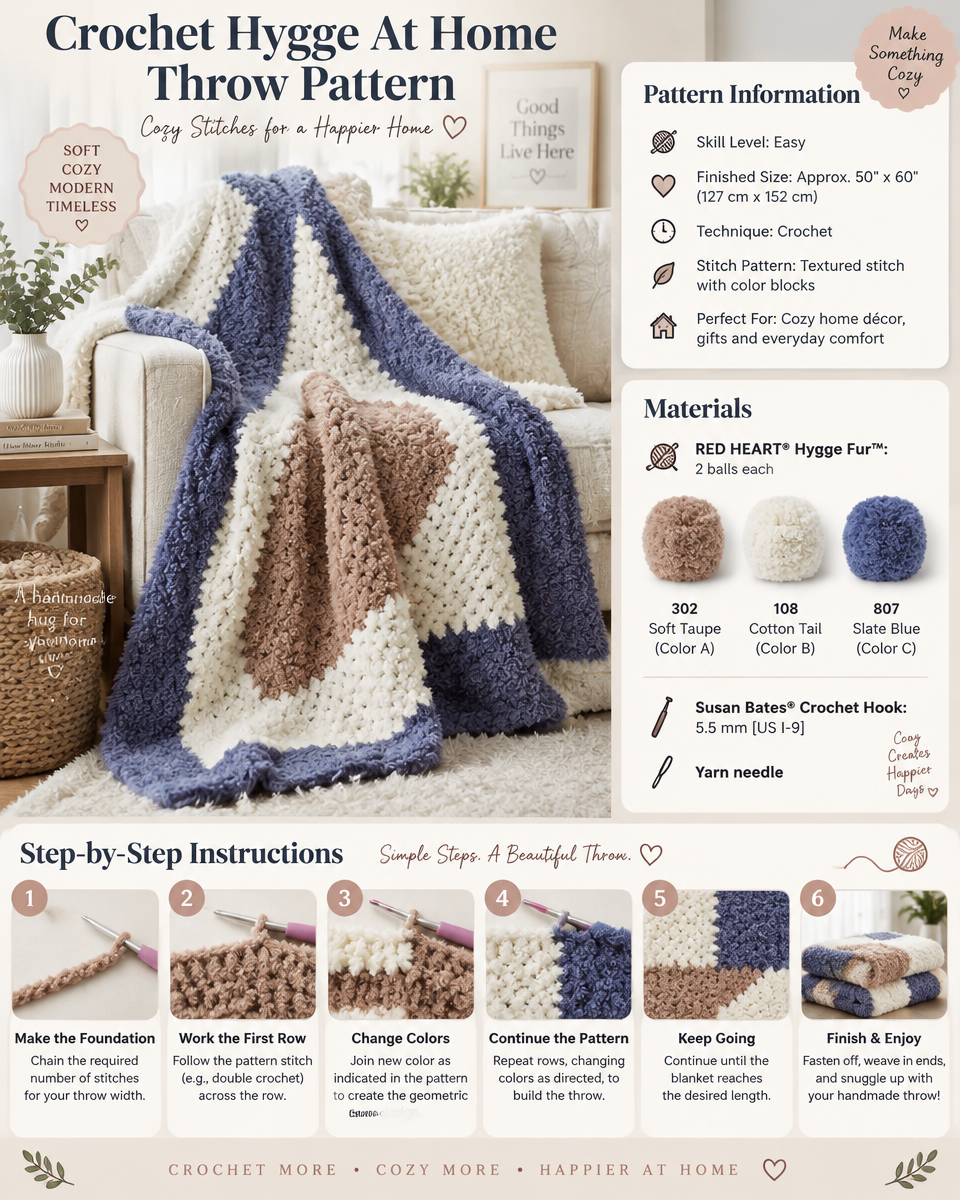Hygge at Home Crochet Throw Pattern