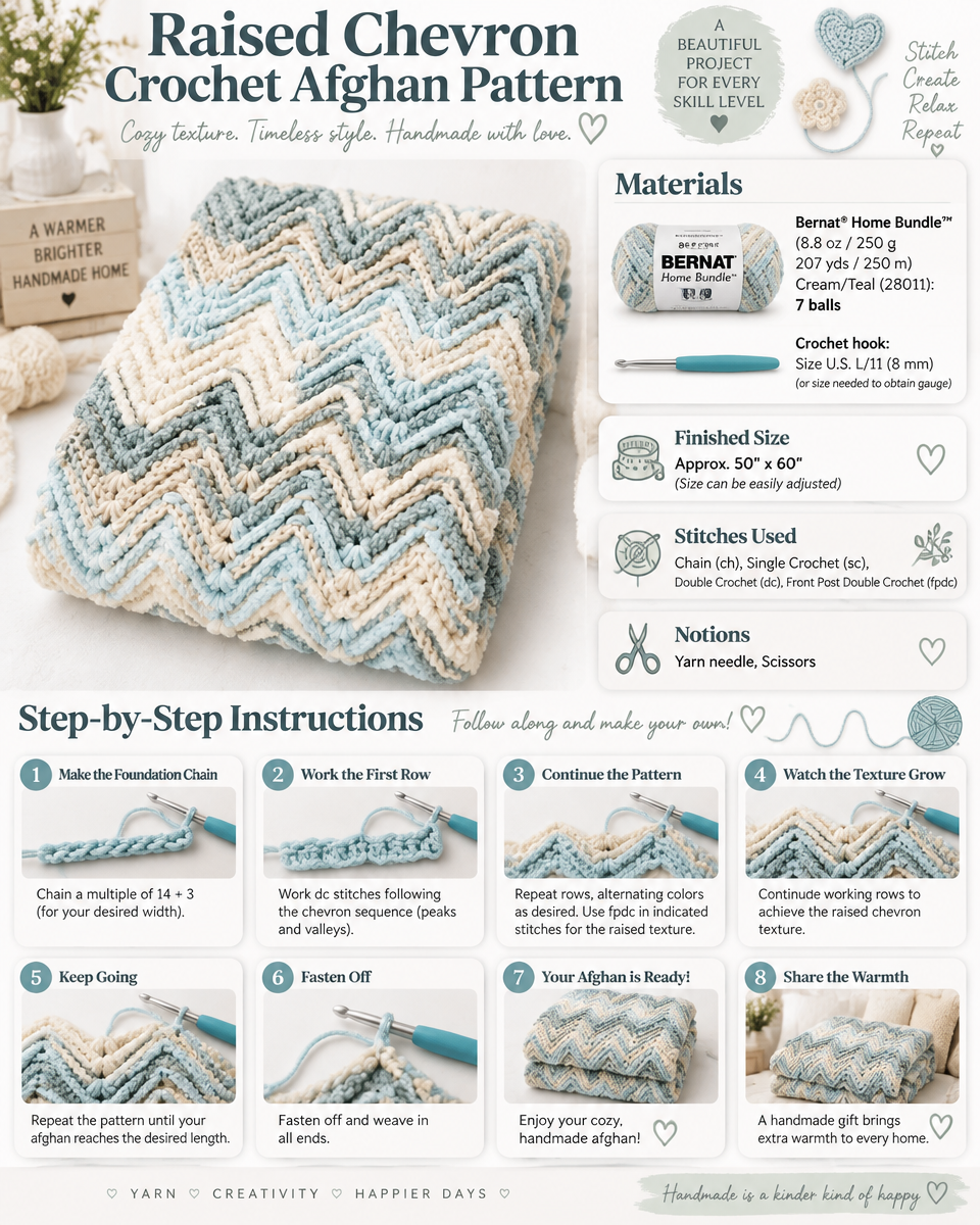 Raised Chevron Crochet Afghan