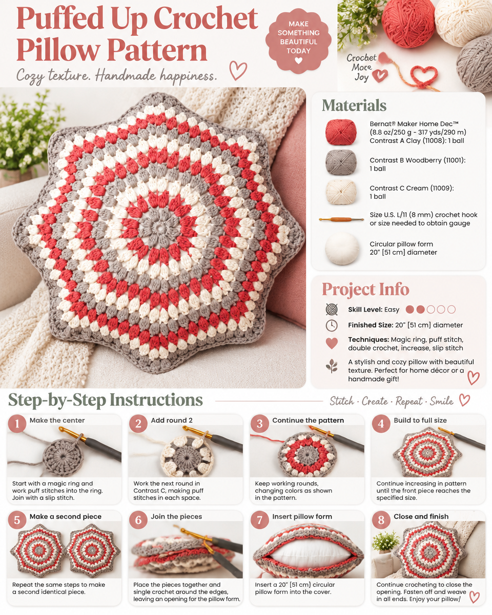 Puffed-Up Crochet Pillow Pattern