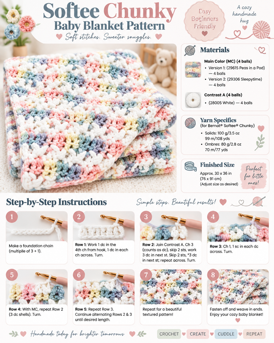 Softee Chunky Baby Blanket Crochet Pattern