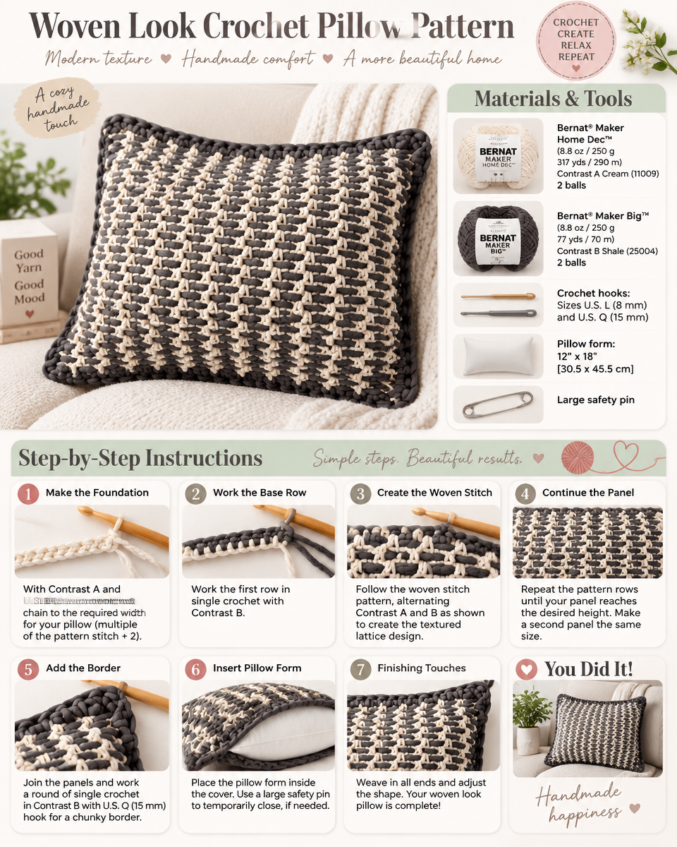 Woven-Look Crochet Pillow Pattern