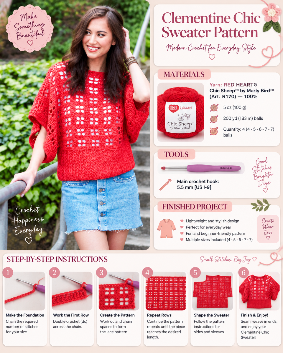 Clementine Chic Crochet Sweater Pattern: A Simple, Cozy Project