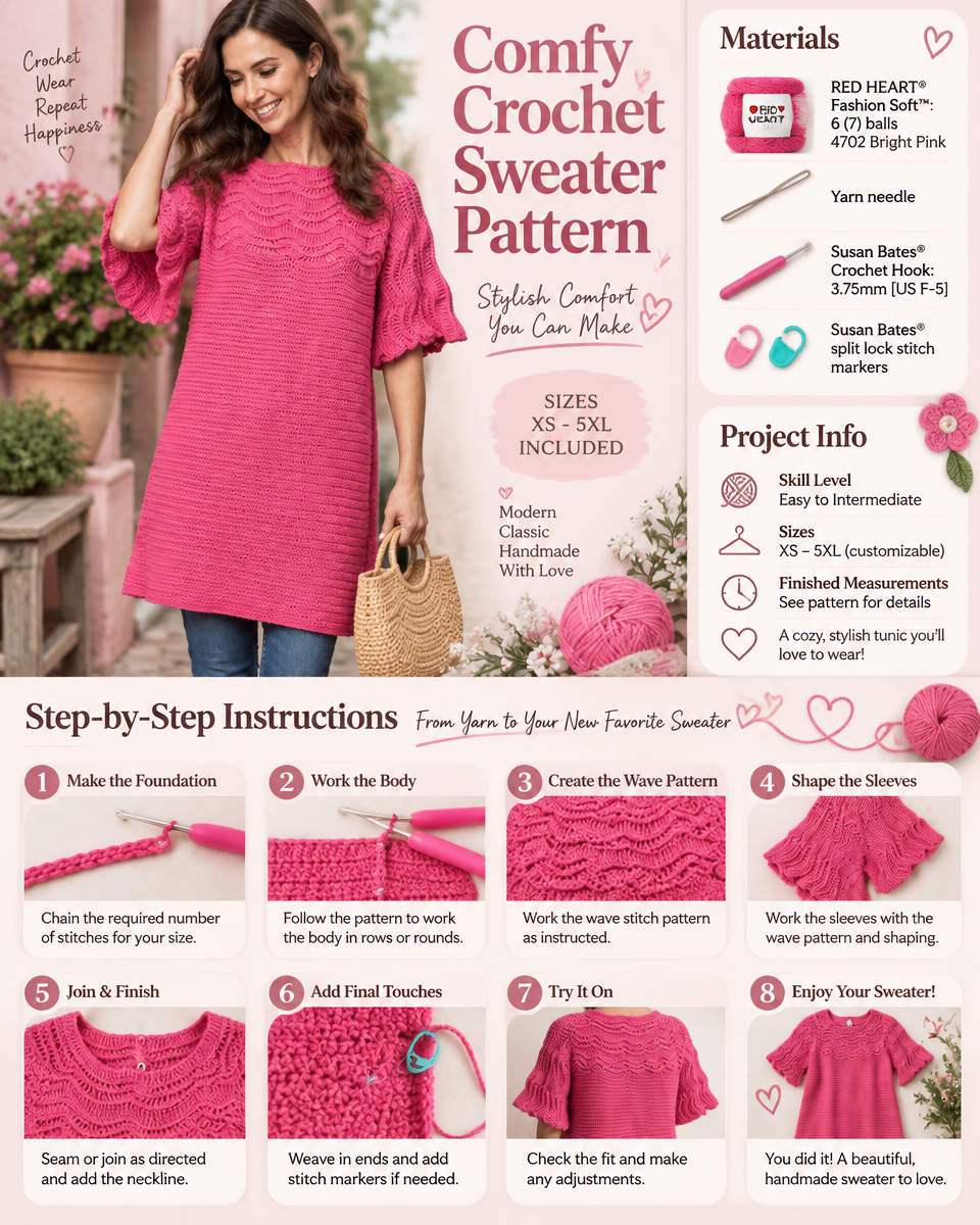 Cozy Crochet Sweater Pattern: A Simple, Comfy Project for Beginners