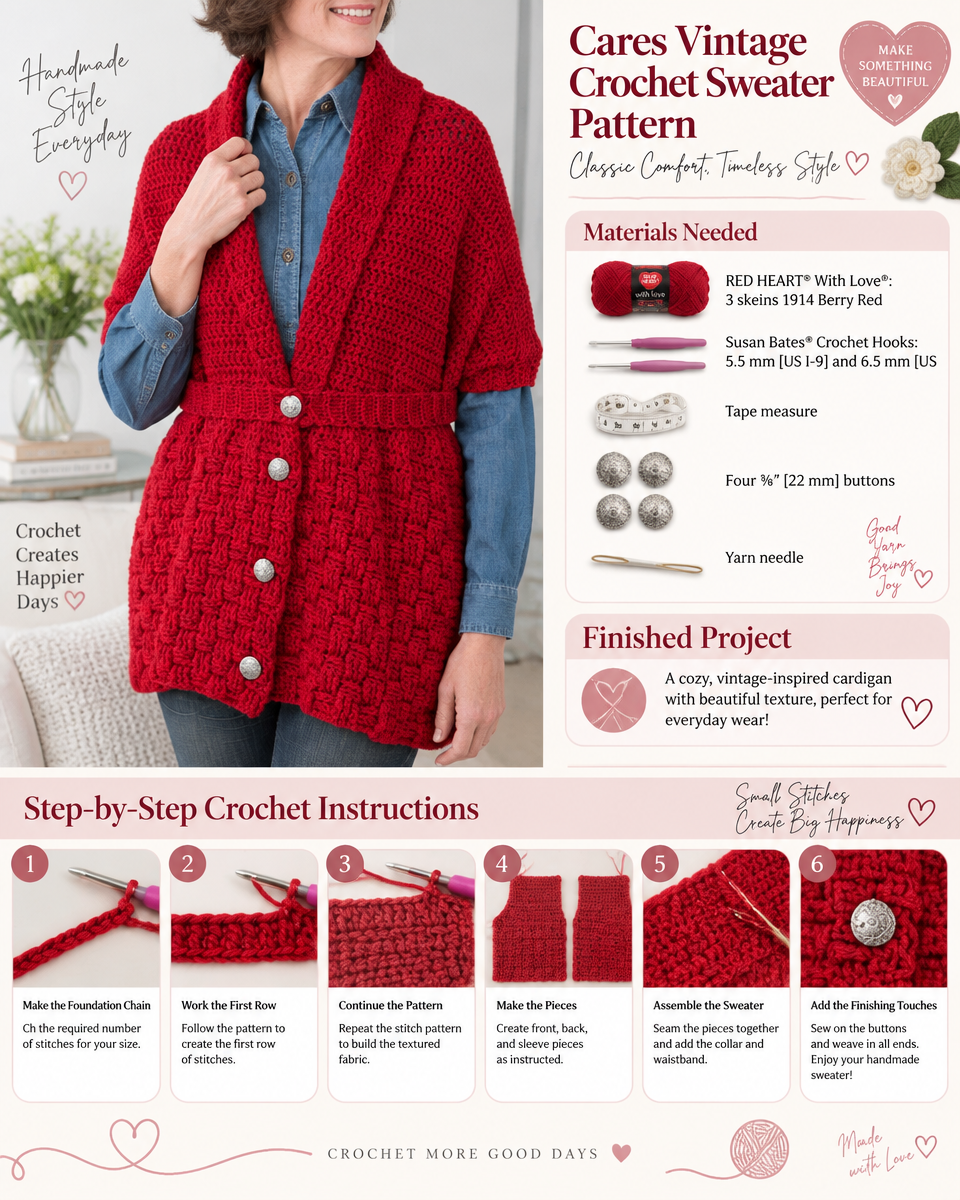Cares Vintage Crochet Sweater Pattern: A Simple Cozy Classic
