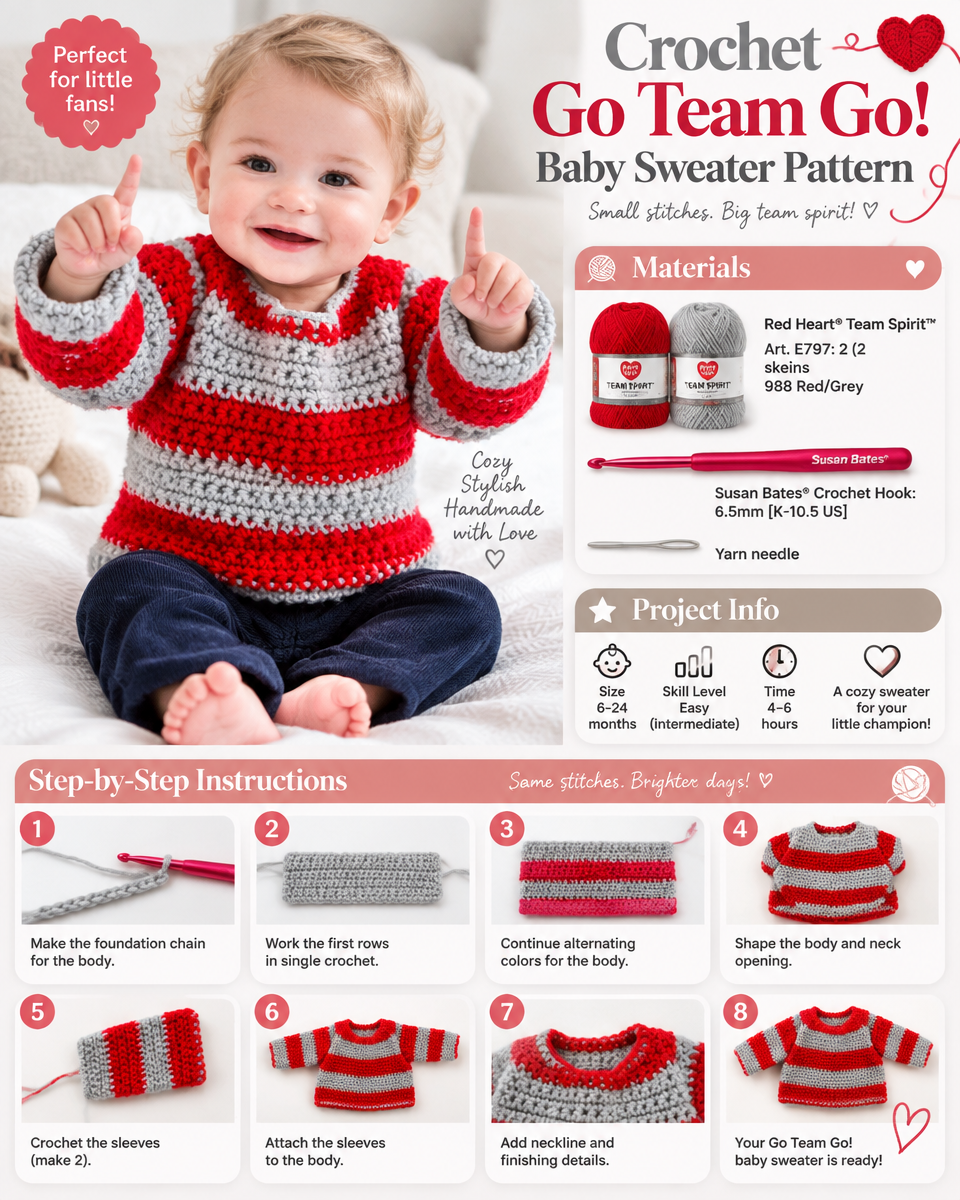 Go Team Go! Baby Sweater Crochet Pattern: A Simple, Beginner-Friendly Project