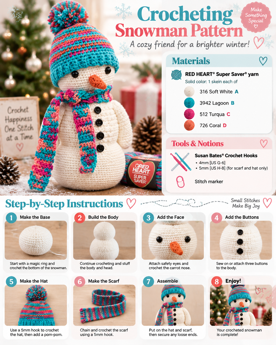 A Simple Crochet Snowman Pattern for Beginners