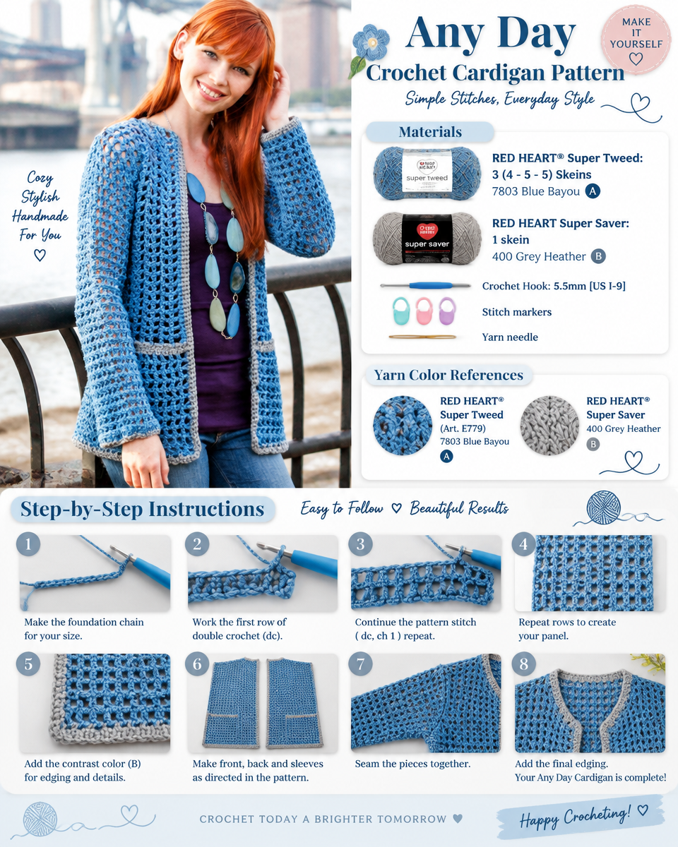 Any Day Crochet Cardigan Pattern: A Simple, Everyday Crochet Project