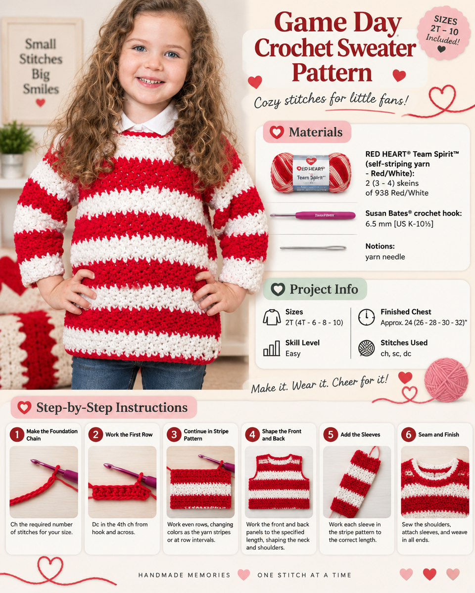 Easy Game Day Crochet Sweater Pattern