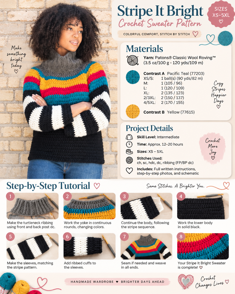 Stripe It Bright Crochet Sweater Pattern