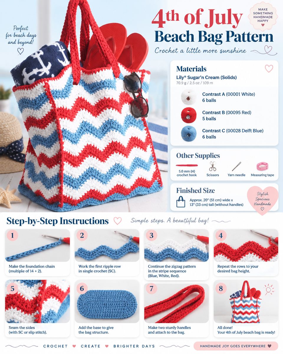 Simple 4th of July Beach Bag Crochet Pattern