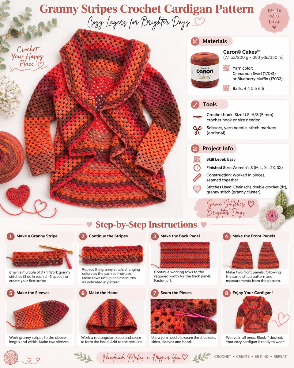 Granny Stripes Crochet Cardigan Pattern: A Simple Cozy Project for Beginners