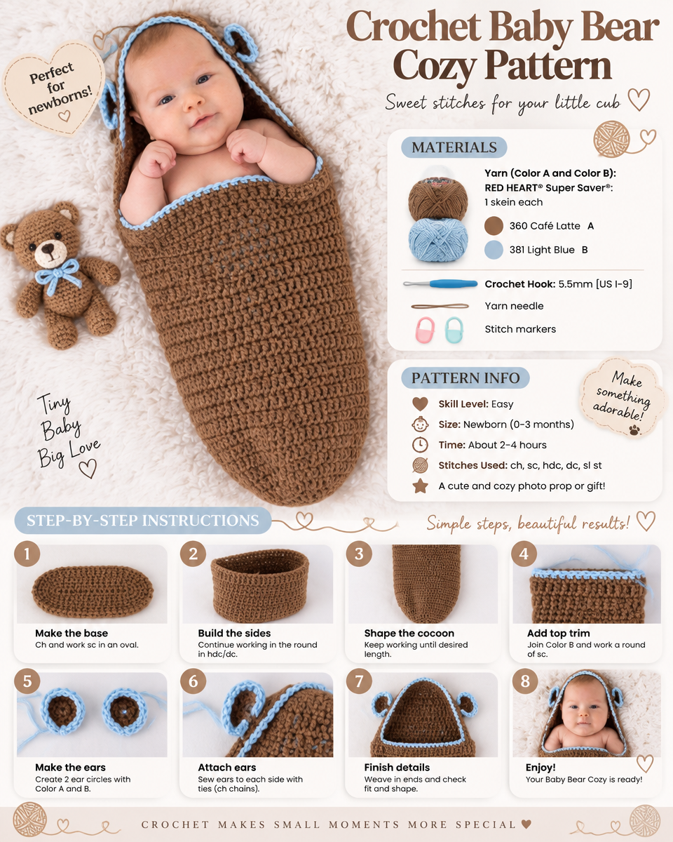 Simple Crochet Baby Bear Cozy Pattern
