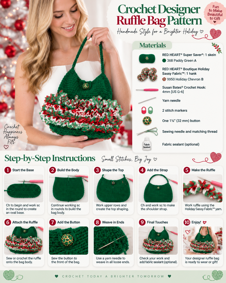 Simple Crochet Designer Ruffle Bag Pattern