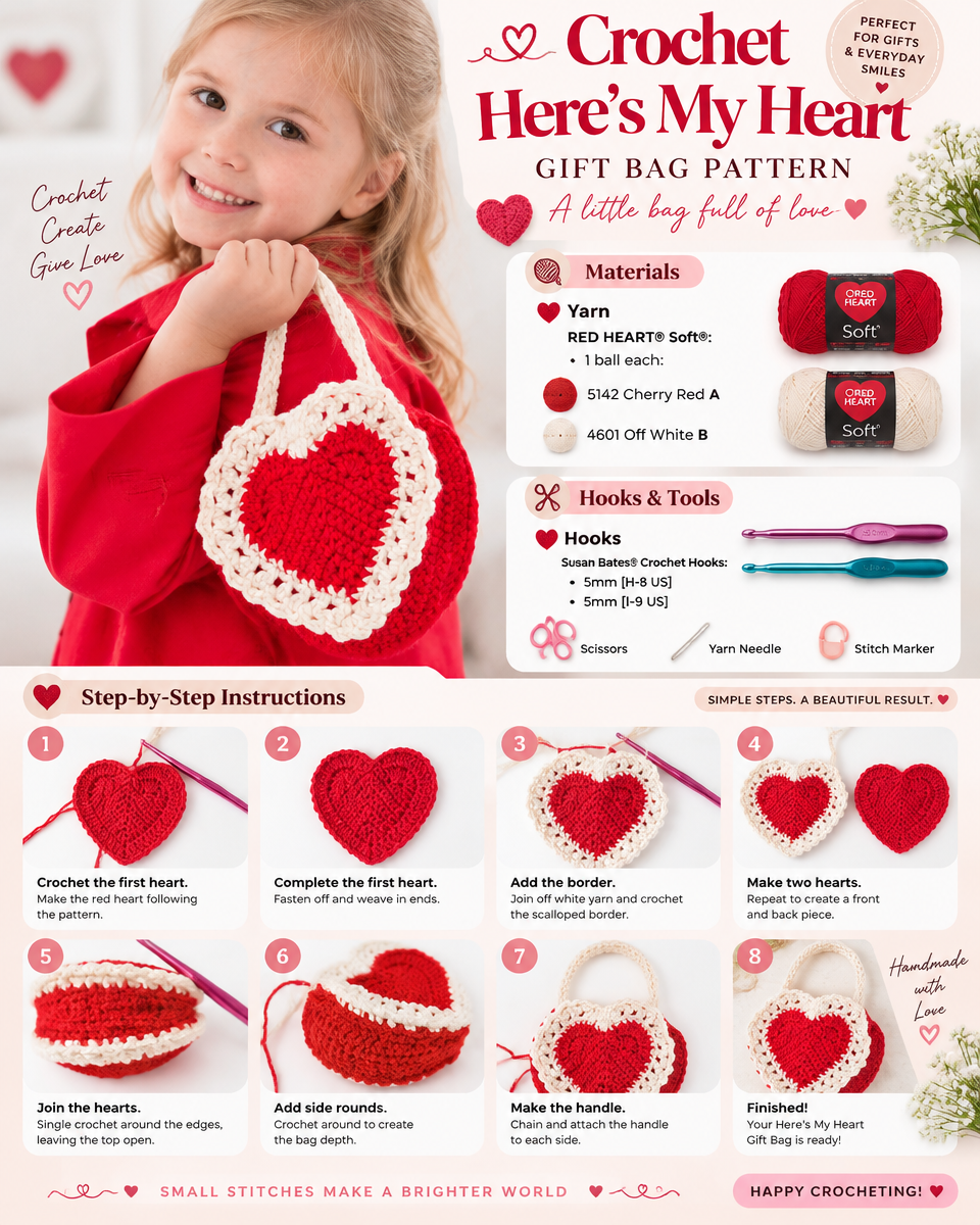 Heartfelt Crochet Gift Bag Pattern: A Simple Heart-Shaped Bag