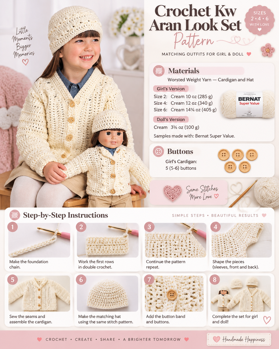 A Simple Crochet UK Aran-Look Set Pattern for Beginners