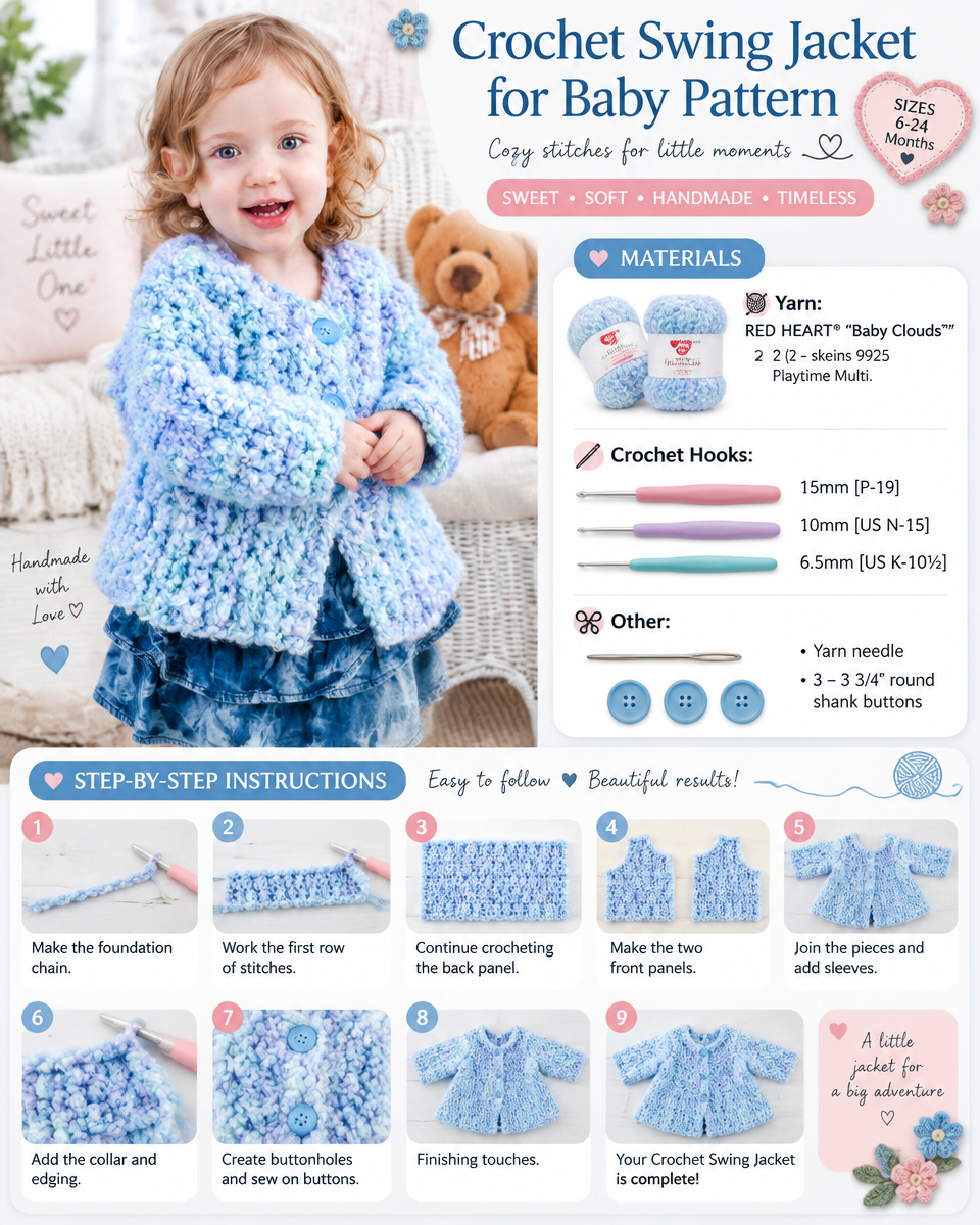 Simple Crochet Swing Jacket for Baby Pattern