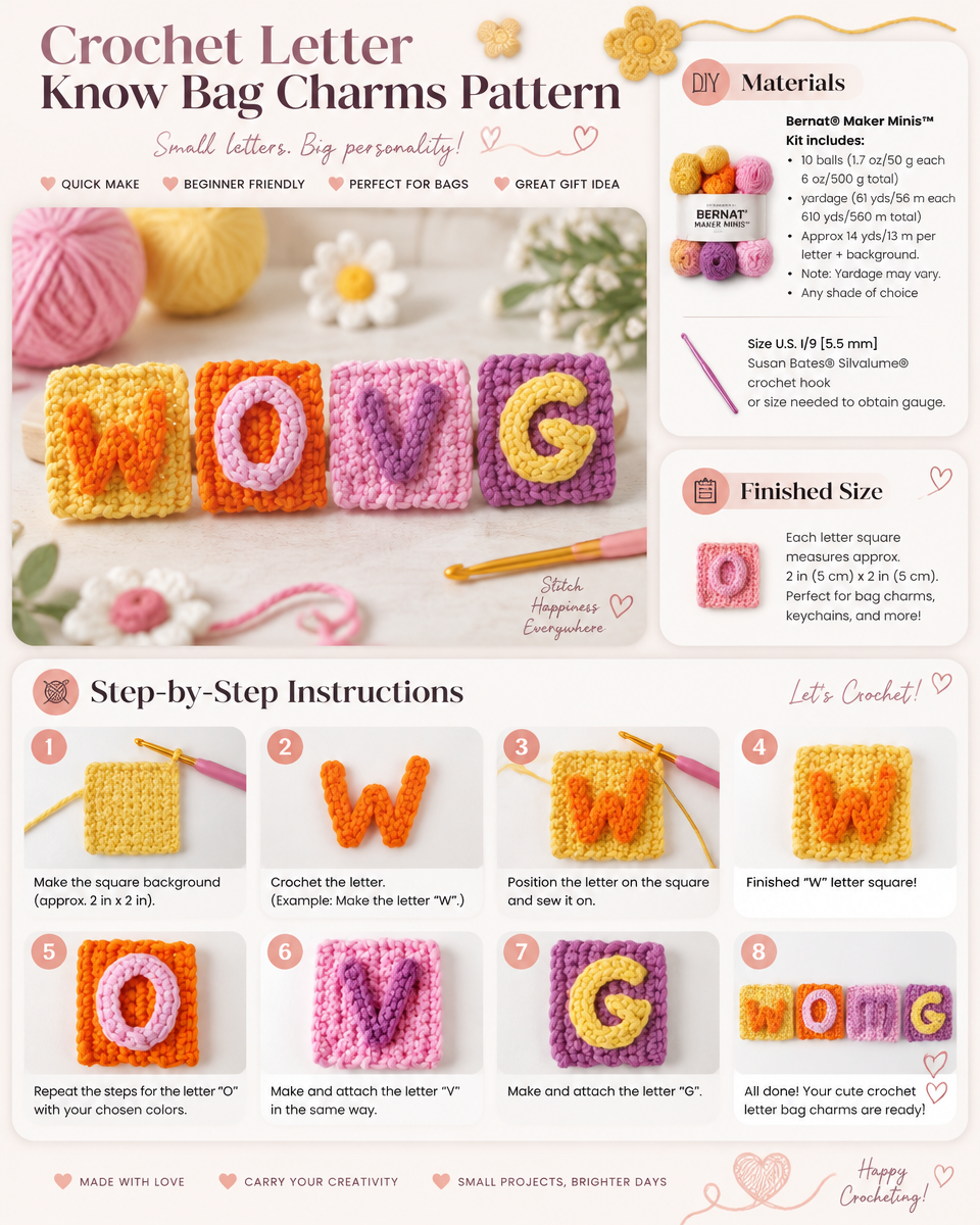 Crochet Letter Bag Charms: A Simple Pattern for Beginners
