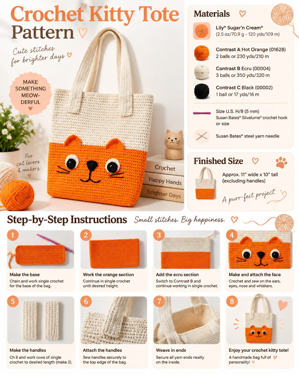 Crochet Kitty Tote Pattern: A Simple Beginner-Friendly Project